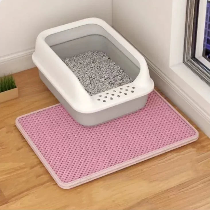 Double-Layer Anti-Tracking Cat Litter Mat – Waterproof, Soft, and Easy to Clean. Traps Litter Effectively to Keep Floors Clean. Available in Multiple Sizes and Colors