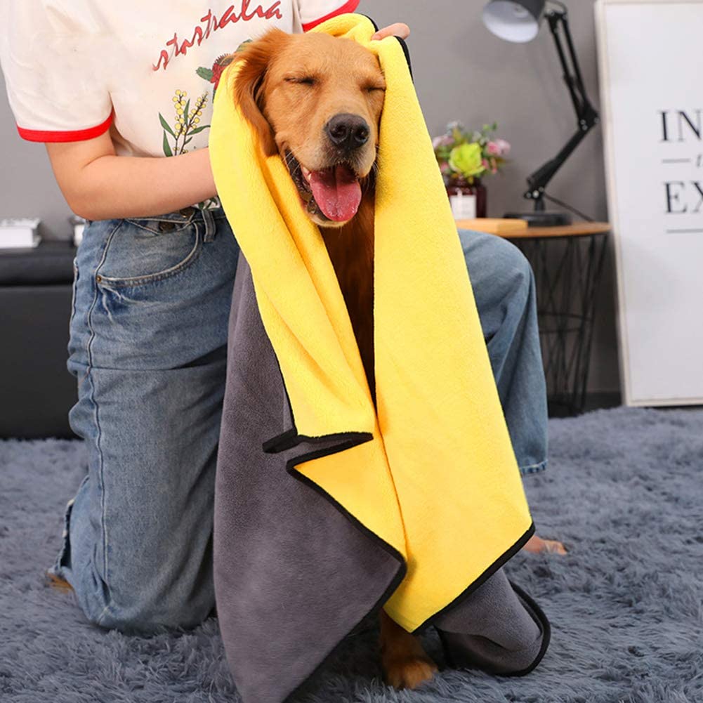 Grey and Yellow Pet Bath Towels - PawPal Shop
