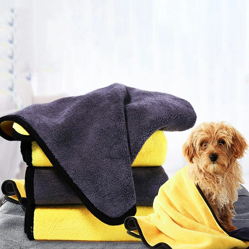 Grey and Yellow Pet Bath Towels - PawPal Shop