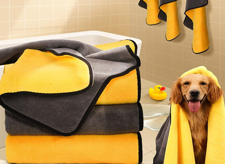 Grey and Yellow Pet Bath Towels - PawPal Shop