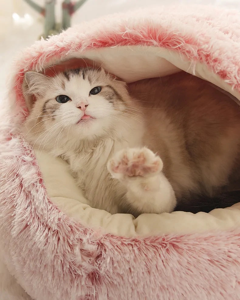 Plush Pet Bed with Snuggle Spot